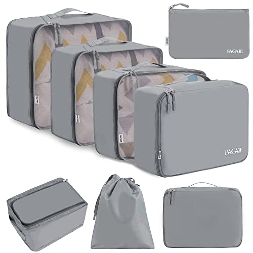 BAGAIL 8 Set Packing Cubes, Lightweight Travel Luggage Organizers with Shoe...