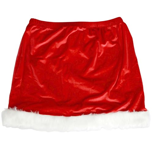 Iconikal Deluxe Women's Red Santa Skirt in Velvet with White Faux-Fur Trim...