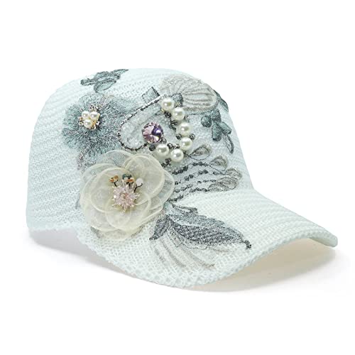 Breathable Baseball Cap Women Trendy Handmade 3D Flower Sun Hat with...