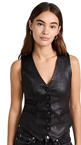 rag & bone Women's Vanessa Leather Vest, Black, 10