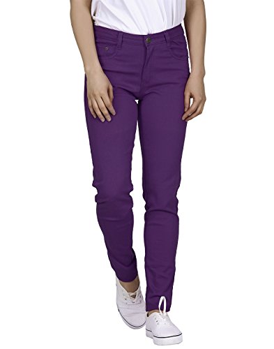 HDE Women's Mid-Rise Stretchy Denim Slim Fit Skinny Jeans (Purple, X-Large)