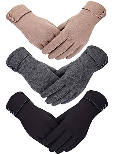 Patelai 3 Pairs Womens Gloves Winter Touchscreen Texting Phone Windproof...