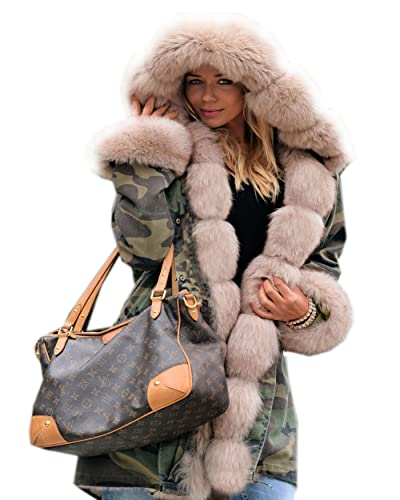 Roiii Women Military Winter Casual Outdoor Coat Hoodie Jacket Long Trench...