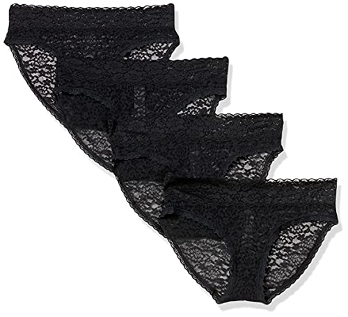 Amazon Essentials Women's Lace Stretch Bikini Brief Underwear, Pack of 4,...