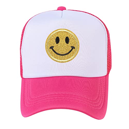 lycycse Smile Face Hat Womens Mesh Neon Trucker Hats with Sequins Smile...