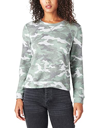 Lucky Brand Women's Long Sleeve Cloud Jersey Waffle Top, True CAMO 11...