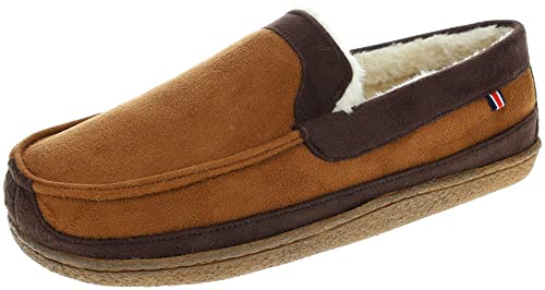 IZOD Men's Memory Foam Slipper, Classic Two-Tone Moccasin, (Large /...