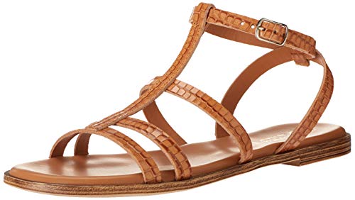 Bella Vita Made in Italy Women's Strappy Sandal Flat, Natural Croco Italian...