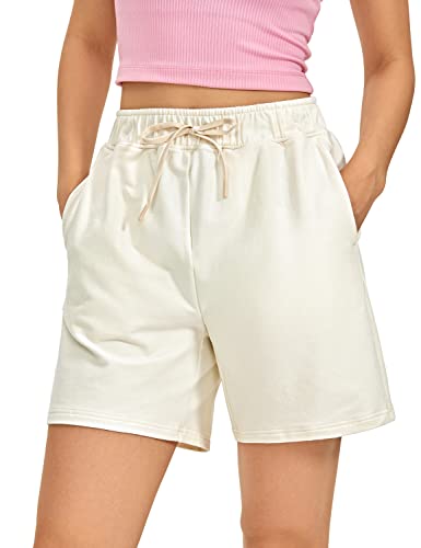 CRZ YOGA Womens Cotton Sweat Shorts Casual Summer 6'' - Bermuda Shorts with...
