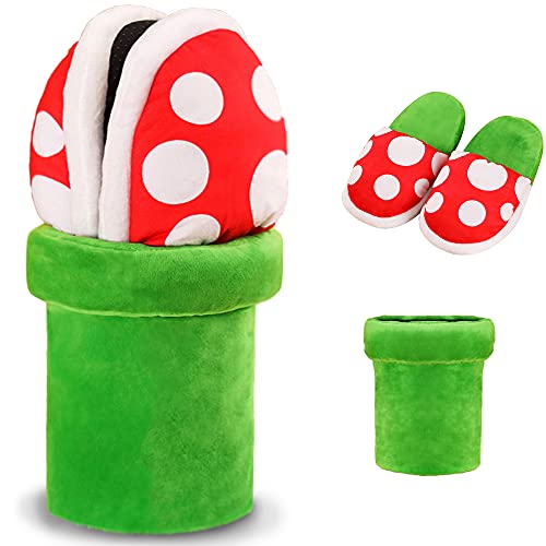 Lopbraa Piranha Plants Plush Funny Slippers Loafer with Pipe Pot Holder...