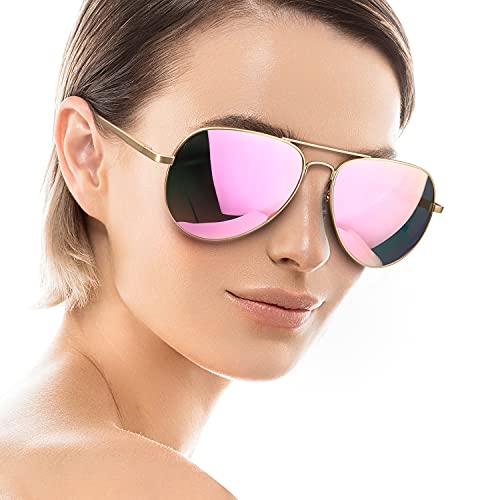 SODQW Aviator Sunglasses for Women Men Oversized with Metal Frame, Mirrored...