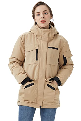 Orolay Women's Multiple Pockets Puffer Jacket with Removable Hood Khaki XL
