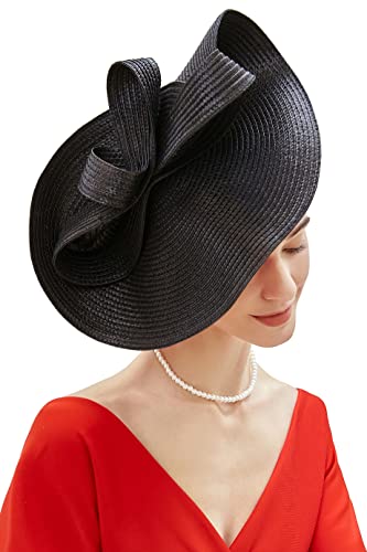 BABEYOND Wide Brim Fascinator Hat (Black)