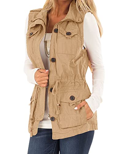 Koodred Women's Casual Military Utility Vest Lightweight Sleeveless...