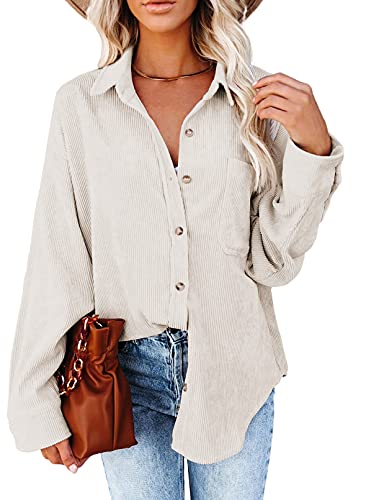 Astylish Womens Long Sleeve Button Up Pocket Shirts Ladies Loose Fit...