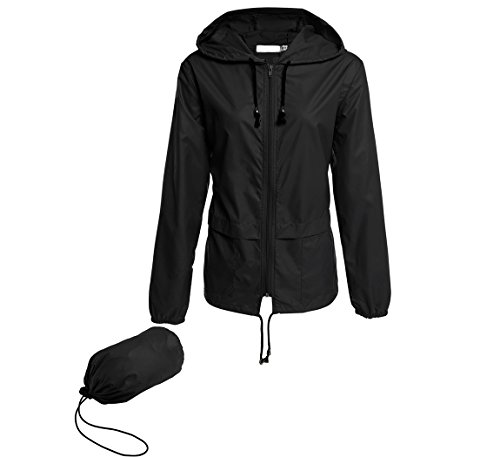 Hount Women's Lightweight Travel Trench Raincoat Hoodie Waterproof Hiking...