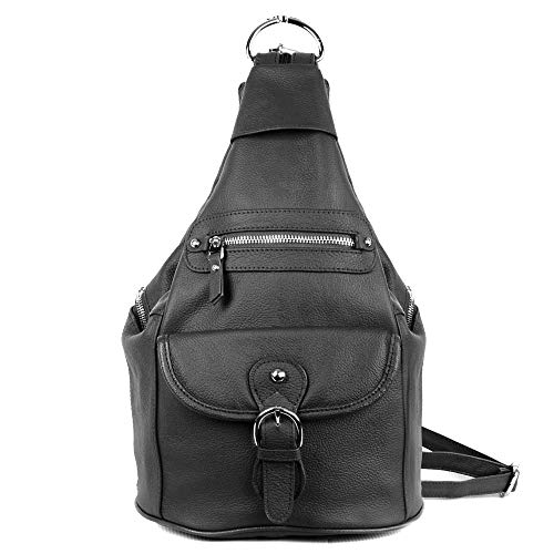 Roma Leathers Concealment Backpack - Premium Black Cowhide Leather - Dual...
