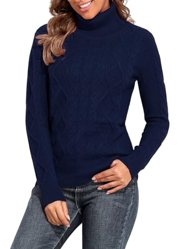 PrettyGuide Women's Turtleneck Sweater Long Sleeve Cable Knit Sweater...