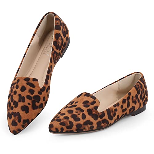 MUSSHOE Flat Shoes Women Pointed Toe Comfortable Women's Flats, Leopard...