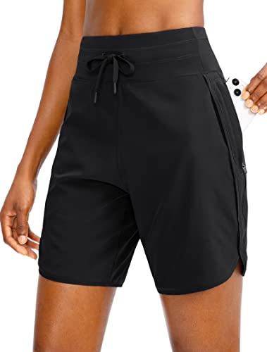 Dyorigin Women's 7' Athletic Running Shorts with 3 Zipper Pockets Long High...