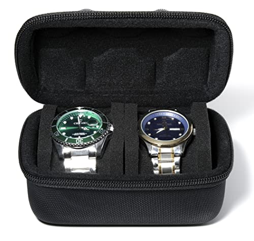 AUKURA 2 slot Hard Watch Travel Case, Watch Roll Case Storage and Organizer...