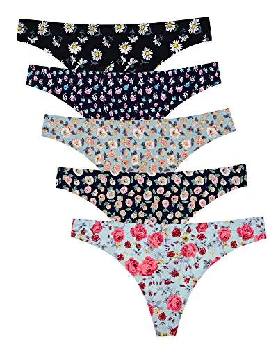 voenxe Seamless Thongs for Women No Show Thong Underwear Women 5-10 Pack (5...
