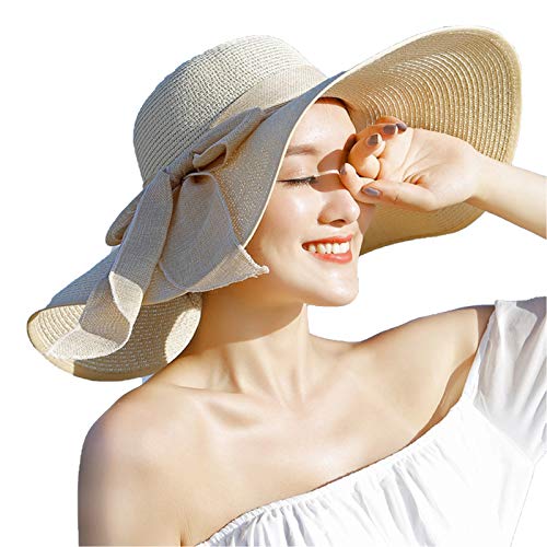 sxxkuxuan Women's Wide Brim Sunscreen Straw hat Floppy Disk Foldable roll...
