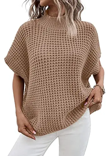 Viottiset Women's Oversized Batwing Sleeve Mock Neck Sweater Vest...