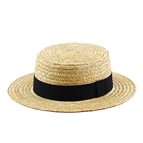 Boater Hats for Men Women Straw Skimmer Hat Wide Brim Halloween Christmas...
