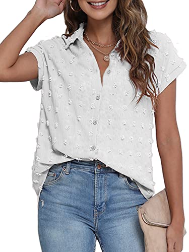 BOTHENIAL Women White Button Down Shirt Dressy Casual Work Tops Chiffon...