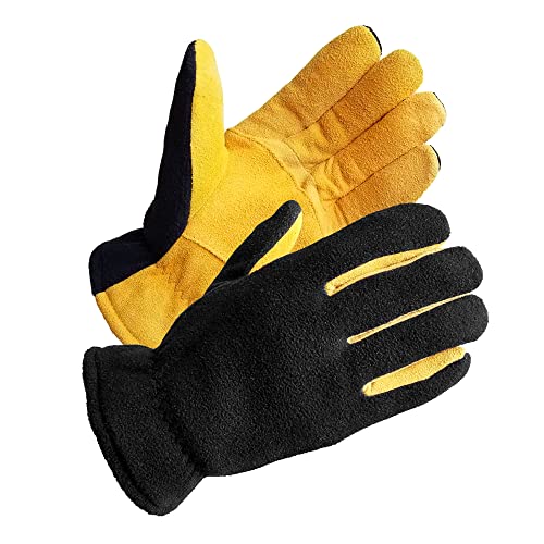 SKYDEER Mens Winter Insulated Snow Work Gloves with Deerskin Suede Leather,...