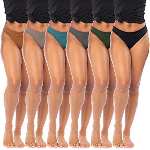 Sexy Basics Women's 6-Pack Active Sport Thong Buttery Soft Panties...