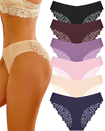 Sth Big Cheeky Underwear for Women Lace No Show Bikini Soft Breathe...