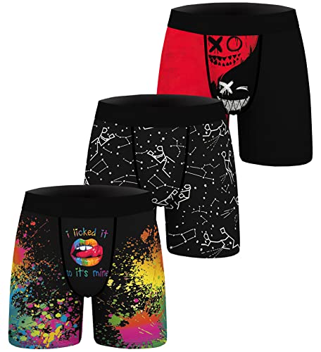 ANGEL CITIZ Men's 3 Pack Boxer Briefs Comfy Breathable Boxer Shorts Novelty...