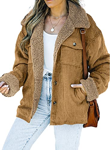 Dokotoo Stylish Women's Ladies Thick Sherpa Lined Warm Corduroy Jackets...