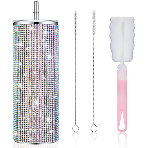 Tessco Bling Cups Rhinestones Tumbler with Straw Glitter Water Bottle...