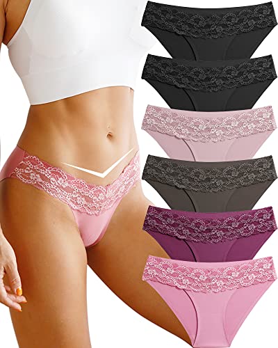 CUTE BYTE Seamless Underwear for Women Sexy No Show Bikini Panties Lace...