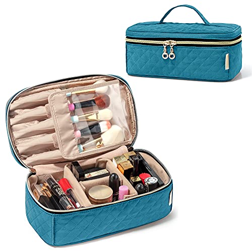 Teamoy Travel Makeup Brush Case, Makeup Train Organizer Bag with Handle for...