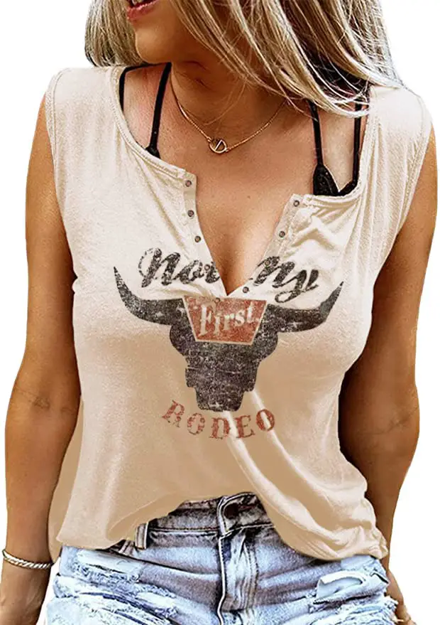 Not My First Rodeo Tank Women Rodeo Shirt Country Shirts Western T Shirt...