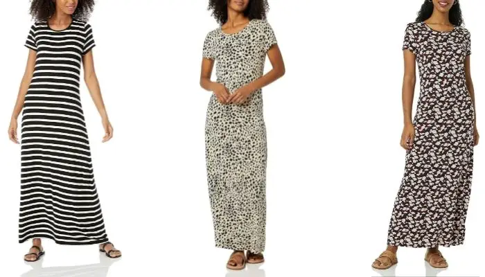 1. Essentials Women's Short-Sleeve Travel Maxi Dress
