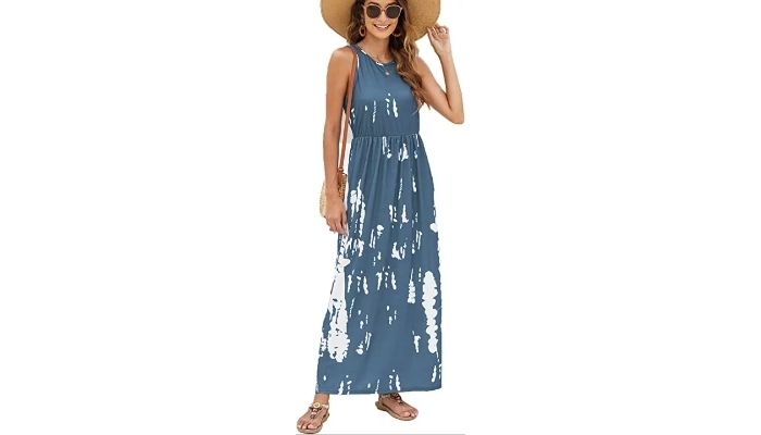 3. Women's Summer Sleeveless Striped Casual Long Maxi Dress for Travel