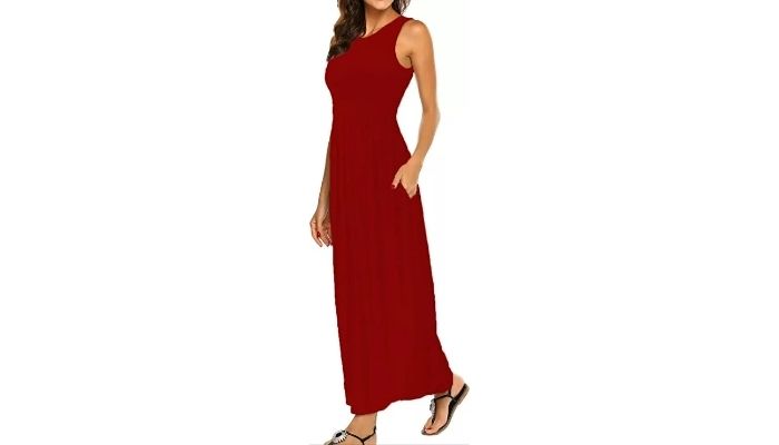 4. Women's  Sleeveless Travel Maxi Dress Striped Flowy Casual Long  Summer dress