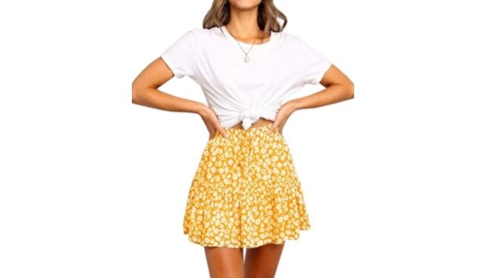 Arjungo Women's Floral Print High Waist  Mini Skirt