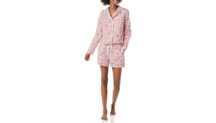 Amazon Essentials Women's Lightweight Woven Flannel Pajama Set with Shorts