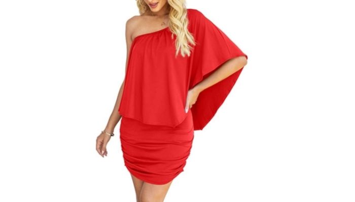 Yincro Women Off The Shoulder Ruffle Bodycon Club Party Mini Dress